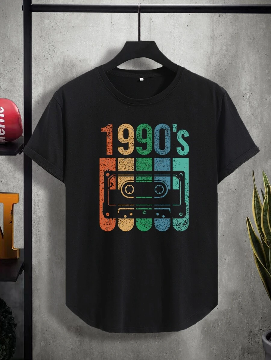 Manfinity Homme Men Tape & Letter Graphic Tee