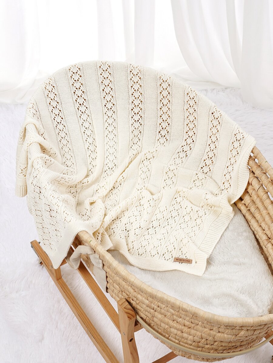 1入組針織嬰兒襁褓毯 - 白色 - 查看 1