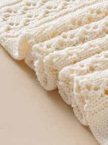 1入組針織嬰兒襁褓毯 - 白色 - 查看 5