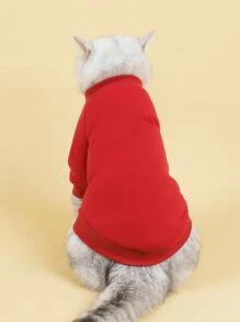 1pc Plain Pet Sweatshirt - Red - View 5