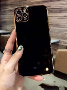 Ốp lưng điện thoại viền thẳng mạ điện 6D tương thích với iPhone 15, iPhone 15 Pro, iPhone 15 Pro Max, iPhone 16, iPhone 16 Pro, iPhone 16 Plus, iPhone 16 Pro Max - màu đen - Xem 2