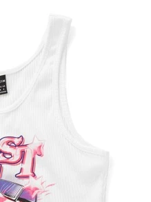 SHEIN ICON Bikercore Crop Tank Top 90s In chữ và ô tô - trắng - Xem 3