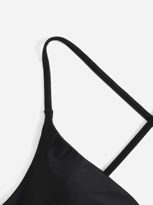 Swim Basics Summer Beach Criss Cross Back Bikini Top - Black - View 5