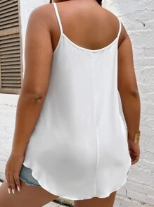SHEIN Holidaya Plus Solid Cami Top - White - View 2