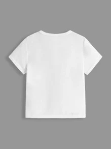 SHEIN Young Boy Buttoned Faux Placket Round Neck Short Sleeve T-Shirt, Casual Everyday Wear For Summer