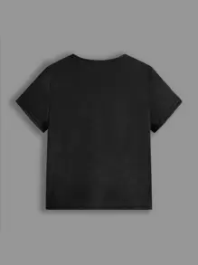 SHEIN Young Boy Buttoned Faux Placket Round Neck Short Sleeve T-Shirt, Casual Everyday Wear For Summer