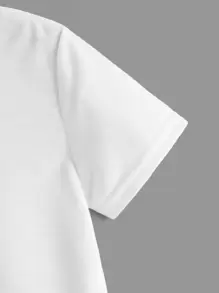 SHEIN Young Boy Buttoned Faux Placket Round Neck Short Sleeve T-Shirt, Casual Everyday Wear For Summer
