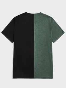 Manfinity Hombres Top de dos colores con estampado de dibujos animados unido - Multicolor - Ver 2