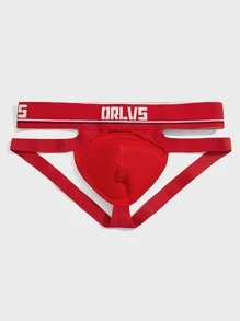 Men Letter Graphic Jockstrap Sexy Underwear - Red - View 3