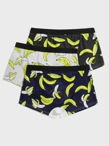 Men 3pcs Random Banana Print Boxer Brief - Multicolor - View 2