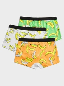 Hombres 3 piezas Calzoncillos boxer al azar con estampado de plátano - Multicolor - Ver 2