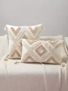 1入組簇絨流蘇裝飾靠墊套不附帶墊芯 - 彩色 - 查看 1