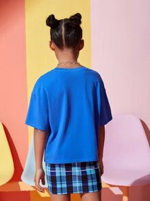 SHEIN Bộ hai mảnh Gái Lá thư kẻ sọc Ăn mặc đẹp - Nhiều màu - Xem 2