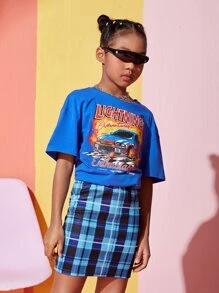 SHEIN Bộ hai mảnh Gái Lá thư kẻ sọc Ăn mặc đẹp - Nhiều màu - Xem 5