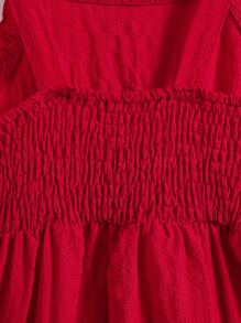 SHEIN 小女童褶邊蝴蝶結背帶吊帶連衣裙 - 酒紅色 - 查看 4