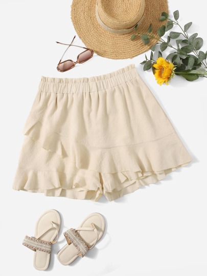 تنورة خصر مكشكش ورقي حافة مكشكشة مقاس كبير