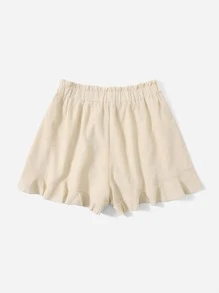 Dreamara Plus Paper Bag Waist Ruffle Hem Skort - Beige - View 2