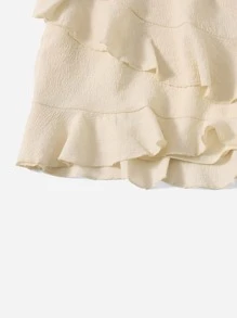 Dreamara Plus Paper Bag Waist Ruffle Hem Skort - Beige - View 5