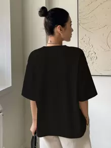 DAZY Letter Print Drop Shoulder Tee Summer