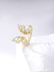 1 chiếc nhẫn đồng hình con bướm thanh lịch dễ thương dành cho phụ nữ làm đồ trang sức dự tiệc - Vàng - Xem 2