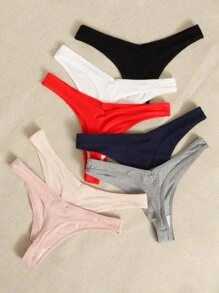 Lowkey Lull 7 条装字母贴片细节隐形性感丁字裤