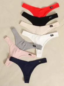 Lowkey Lull 7 条装字母贴片细节隐形性感丁字裤