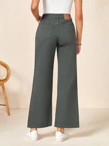 Jeans rectos con lavado medio de piedra - Gris Oscuro - Ver 2