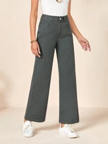 Jeans rectos con lavado medio de piedra - Gris Oscuro - Ver 5