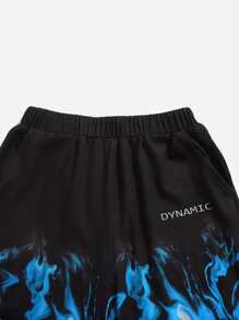 SHEIN Tween Boy Fire & Letter Graphic Top & Shorts Set - Multicolor - View 4