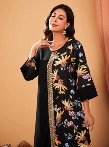 Al Najma 亮片織帶前拼接花卉連衣裙 - 彩色 - 查看 5