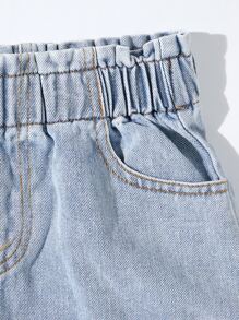 SHEIN Bộ hai mảnh Gái Bị tách Quần paper-bag Lá thư Giải trí - màu đen - Xem 6