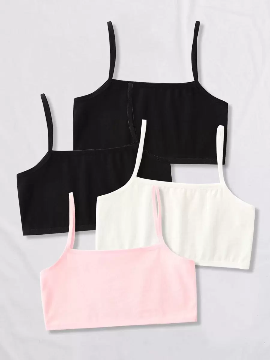 Conjunto de ropa interior básica de unicolor informal para niñas preadolescentes, múltiples piezas - Multicolor - Ver 1