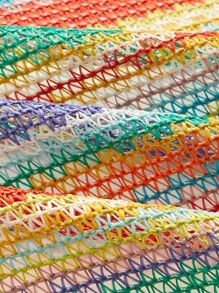 SHEIN ICON 繞頸條紋圖案後背繫帶短款上衣 - 彩色 - 查看 3