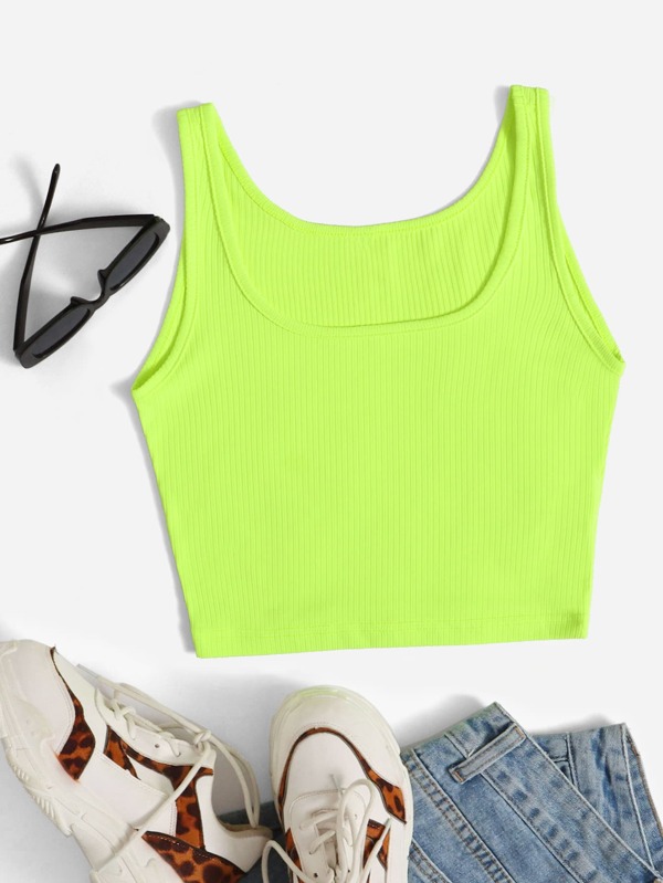 SHEIN EZwear لباس علوي تانك قصير محبوك مضلع