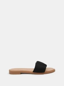 Styleloop Ruched Slide Sandals - Black - View 3