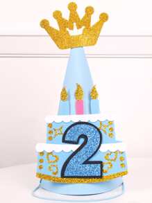 1 pieza Sombrero corona con diseño de fiesta de cumpleaños - Multicolor - Ver 1