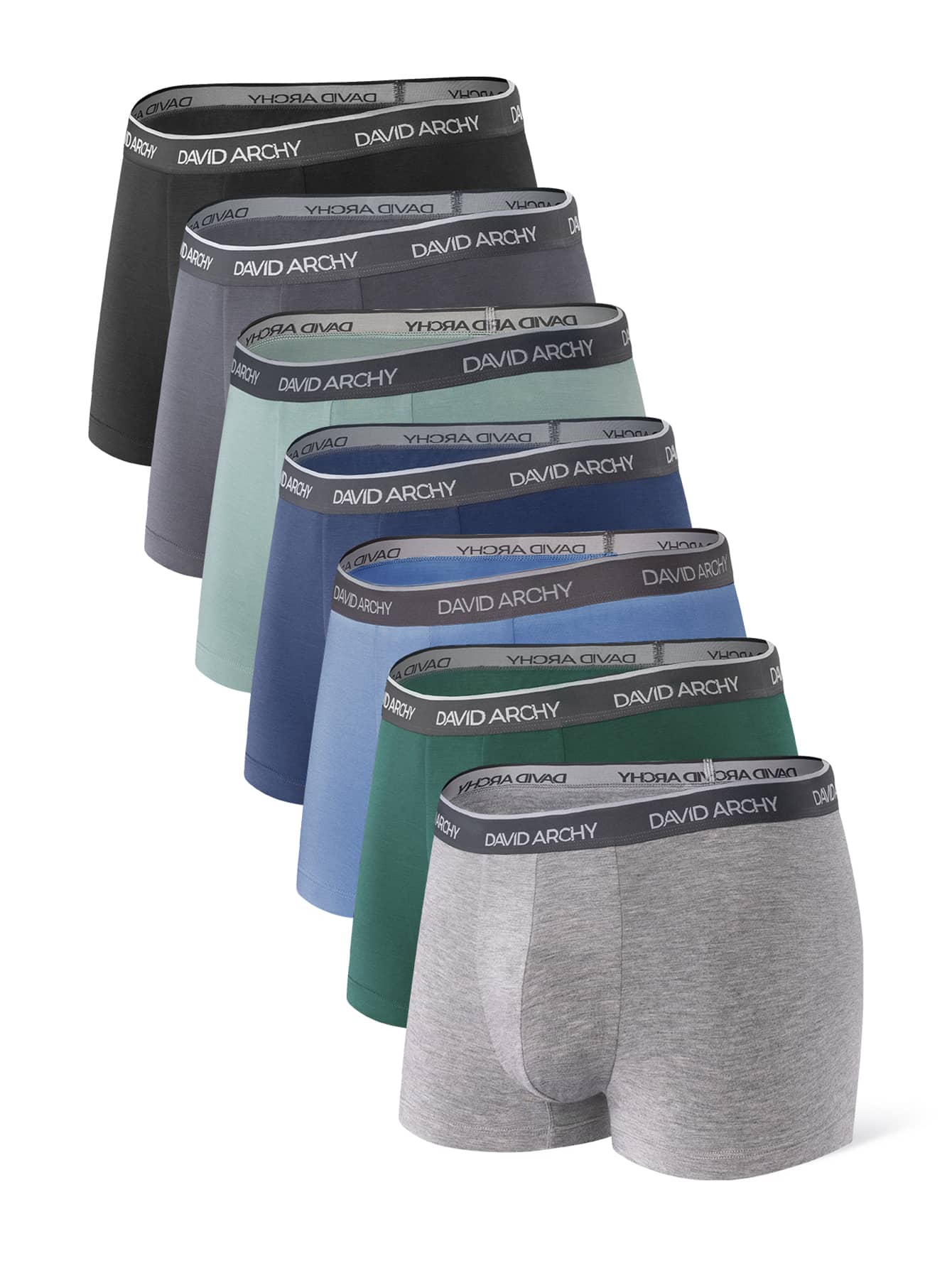 David Archy Hombres 7 piezas Calzoncillos boxer con patrón de letra cinta - Multicolor - Ver 1