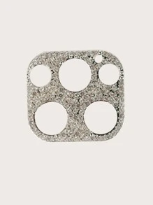 1 件水钻装饰相机镜头保护膜适用于 生日、家人、朋友礼物闪闪发光的水晶、镜头保护膜、手机配件 - 銀色 - 查看 2