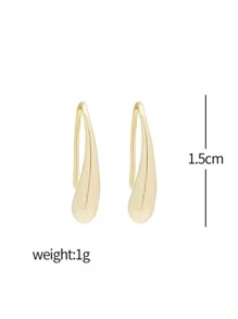 Minimalist Metal Earrings - Yellow Gold - View 3