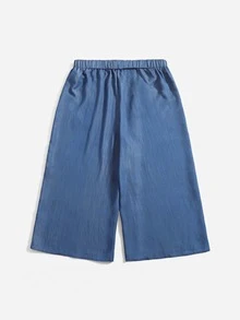 SHEIN Unity Quần Plus Size Túi màu trơn Giải trí - Màu xanh bụi bặm - Xem 2