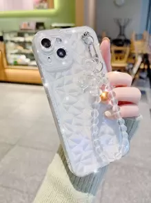 Sparkling Rhinestone Panda Design Phone Case With Chain Strap Compatible With Iphone Models, Compatible With Iphone15 - Clear - View 1