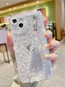 Sparkling Rhinestone Panda Design Phone Case With Chain Strap Compatible With Iphone Models, Compatible With Iphone15 - Clear - View 2