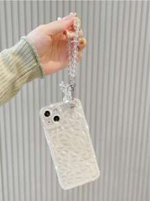 Sparkling Rhinestone Panda Design Phone Case With Chain Strap Compatible With Iphone Models, Compatible With Iphone15 - Clear - View 3