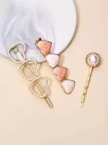 3 piezas Horquilla con adorno de corazón - Dorado - Ver 1