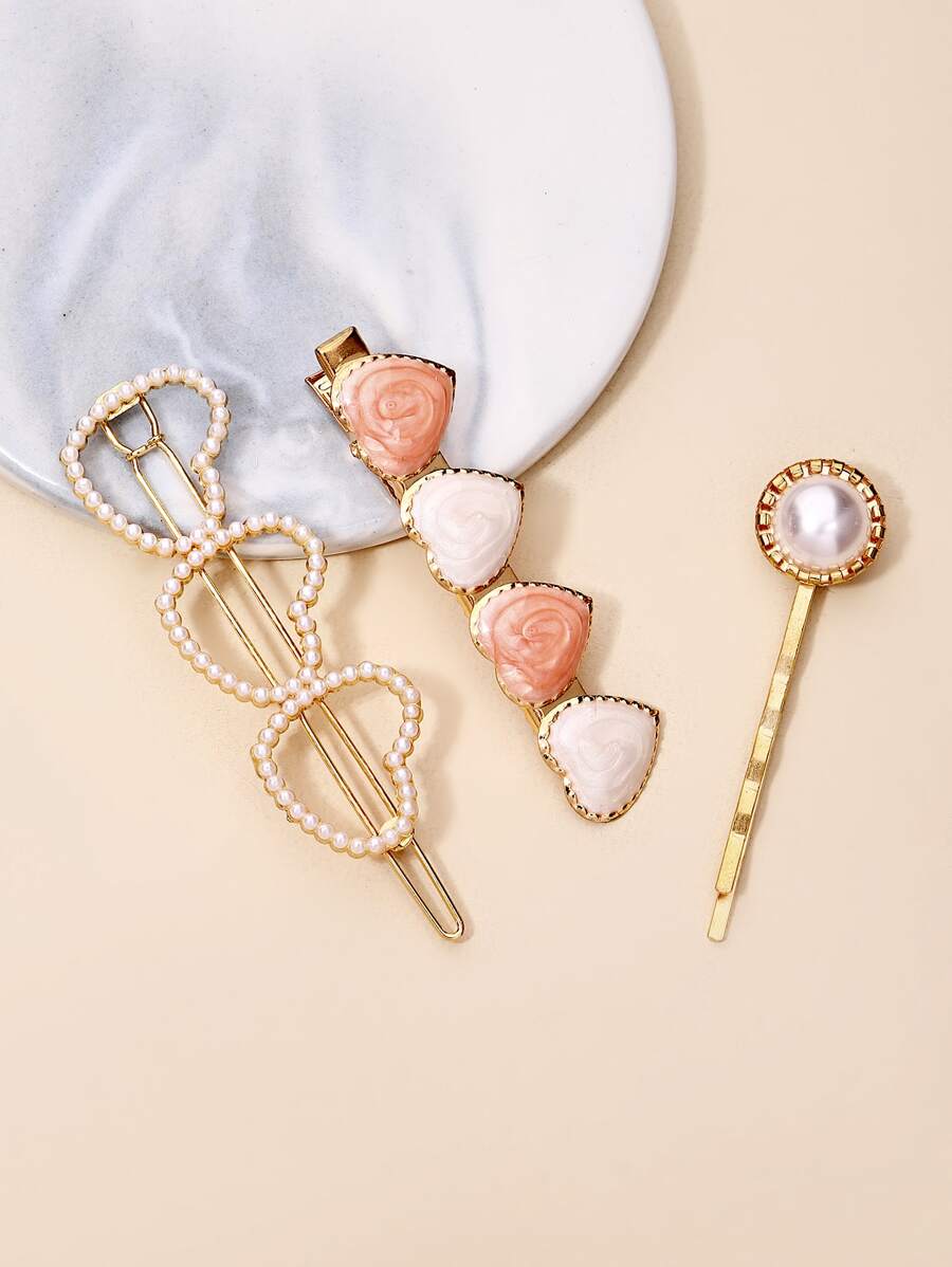 3 piezas Horquilla con adorno de corazón - Dorado - Ver 1