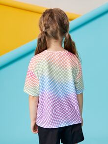 Stick Together Co 小女童標語圖案棋盤格T恤 - 彩色 - 查看 2