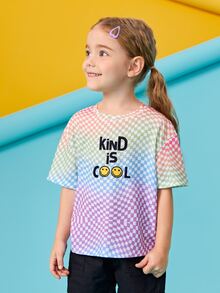 Stick Together Co 小女童標語圖案棋盤格T恤 - 彩色 - 查看 3