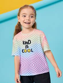 Stick Together Co 小女童標語圖案棋盤格T恤 - 彩色 - 查看 6