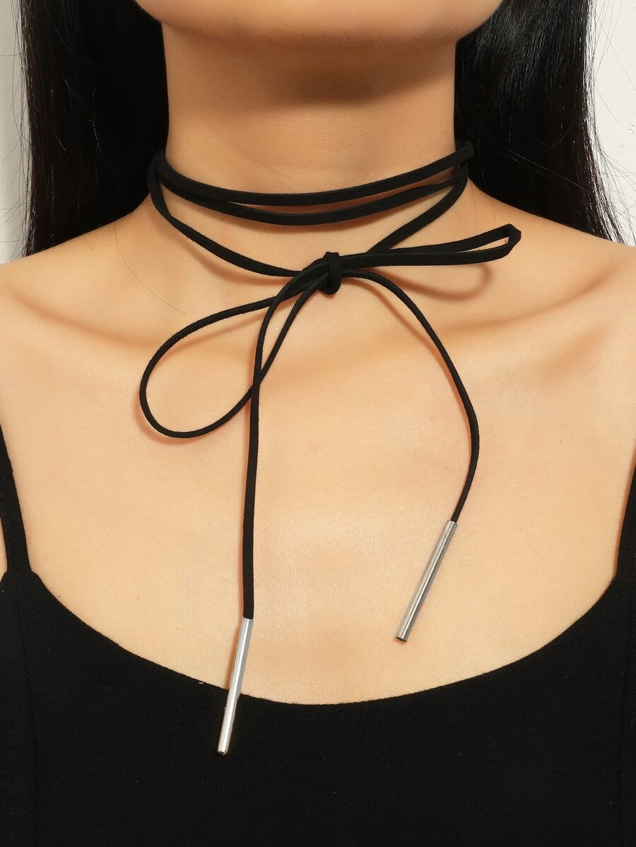 Metal Decor Choker - Silver - View 1