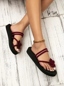 Chanclas con diseño de flor de dedo - Burdeos - Ver 5